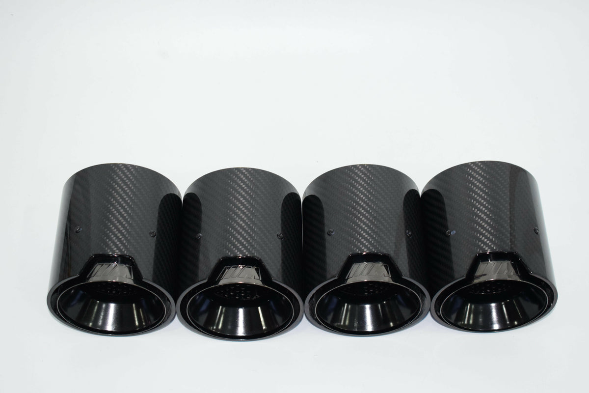 Quad Carbon Fiber Exhaust Tips Blue