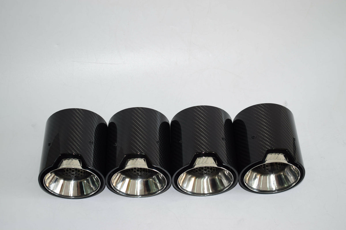Quad Carbon Fiber Exhaust Tips Blue